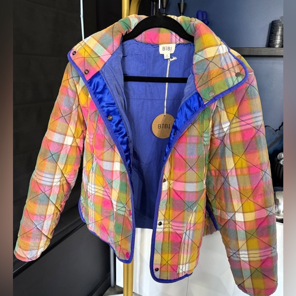 BiBi Jackets & Blazers - BiBi Multicolor Plaid Kids Puffer Jacket